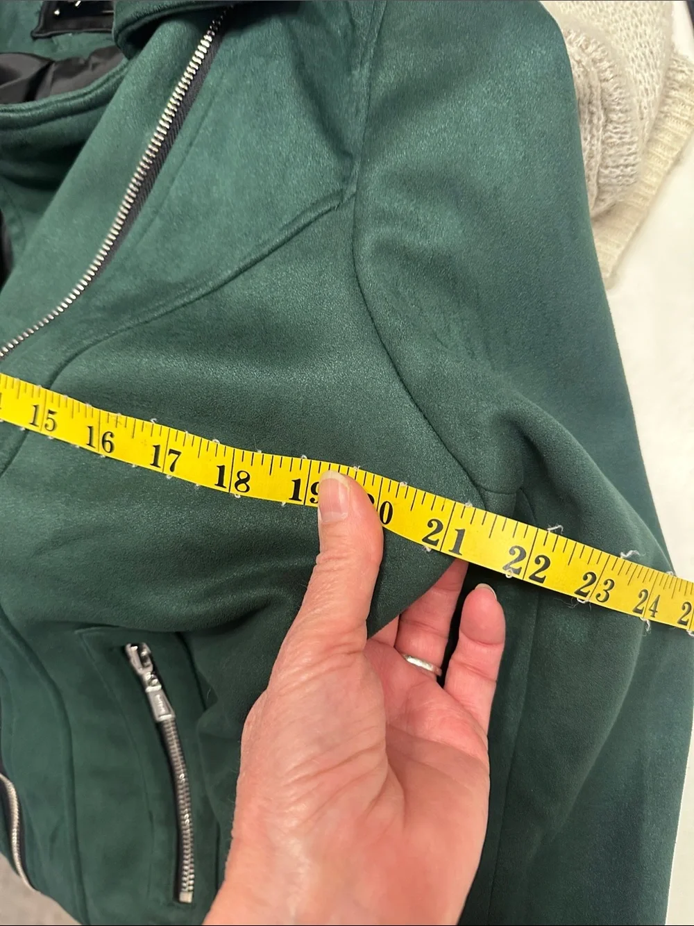 Forest Green Faux Suede Moto Jacket - Picture 7 of 13